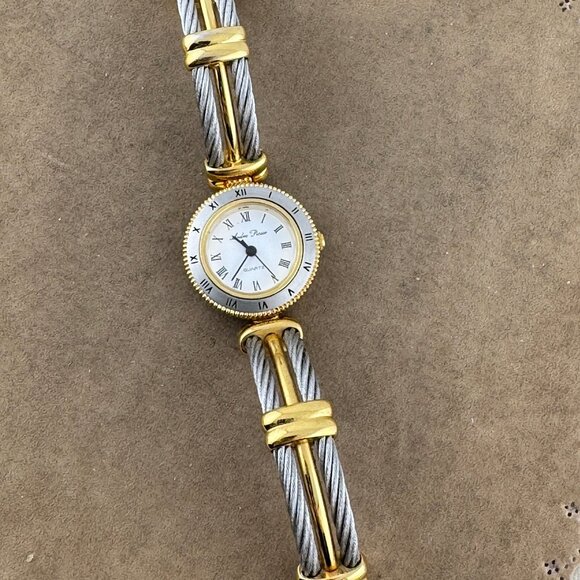 Vintage Andre Piasso 2 Tone with Dual Stainless Steel Cable Watch - Picture 3 of 8